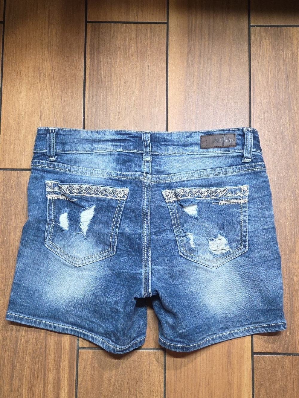 Daytrip Distressed Blue Denim Jean Shorts